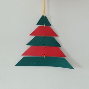 Suspension de noël sapin en cuir rouge et vert